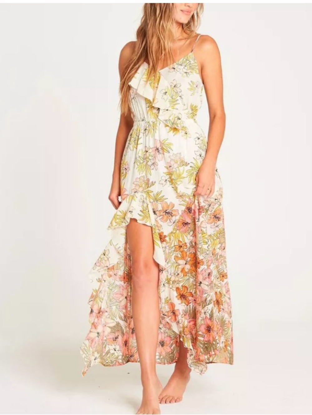 Billabong Floral Ruffle High-Low Maxi Dress